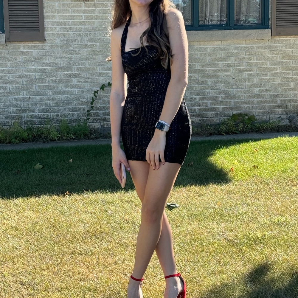 Lucy in the Sky Sequence Black Mini Dress